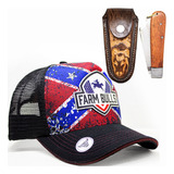 Kit Bone Cowboy Original Farm Bulls Conjunto Canivete Bainha