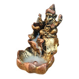 Incensario Cascata Folha Ganesha - Dourado Resina + Brinde