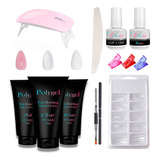 Kit Polygel + Lixa + Pincel+ Cabine + Base + Tips + Top Coat