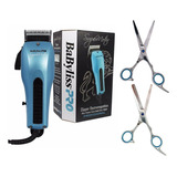 Máquina De Cortar Pelo Babyliss + Tijeras Corte + Pulir Color Azul