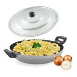 Panela Frigideira Tacho Wok 32cm Teflon Yakisoba Restaurante Cor Cromado