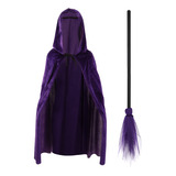 Set De Ropa Witches Broom, Escoba Morada Y Capa De Terciopel