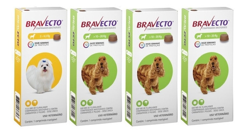 Bravecto ( 1 ) 2 A 4 ,5 Kg ( 3 ) 10 A 20kg