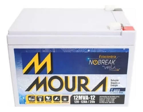 Bateria Selada Nobreak 12ah 12v Vrla Moura Cerca Alarme