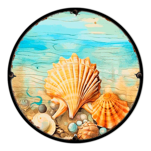 #895 - Cuadro Decorativo Vintage Caracol De Mar Marina Ola 