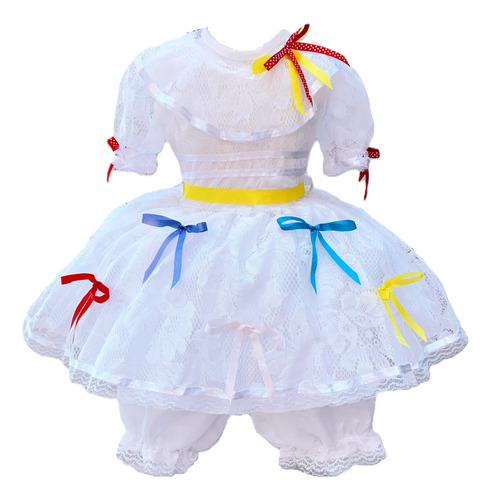 Vestido Festa Junina Infantil Noiva Caipira C/ Shorts