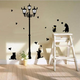 Vinilo Decorativo Farol Gatos Pajaros 