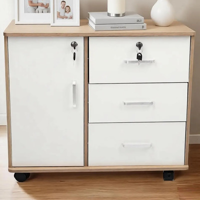 Cómoda De Madera Con 3 Cajones Y 1 Puerta Con Cerradura | Envío gratis