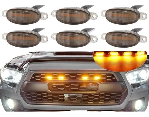 Kit 6 Luz Led Parrilla Universal Raptor Ámbar Con Cable Drl 