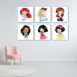 9pzas Princesas Lápiz Color Con Mascota Canvas Decorativo