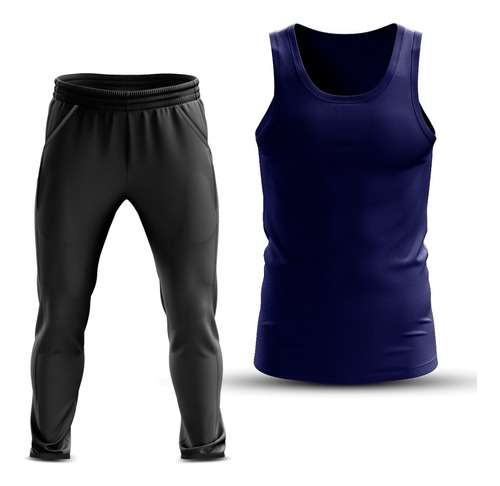 Kit Roupa Fitness Masculina Ragata + Calça Musculação Cores