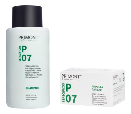 Shampoo + Ampollas P 07 Ortiga Cabello Fino Y Débil Primont