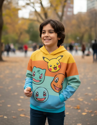 Sudadera Sublimada Infantil Pokemon Anime Hoodie Invierno