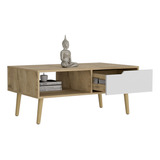 Mesa De Centro Oslo 100 X 42 Rta Macadamia Blanco