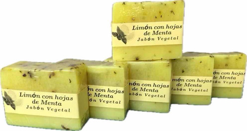 Jabones Artesanales Vegetales Limón Con Menta   6unidades