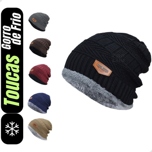 Gorro Touca Masculina Inverno Forrado Lã Pelúcia Toca Frio