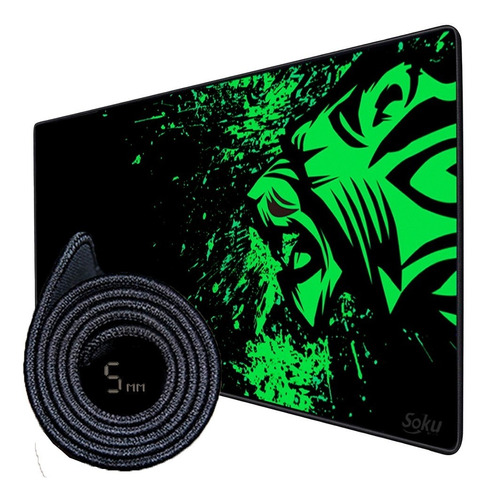 Mouse Pad Tapete Alfombrilla Grande Gamer Antideslizante Color Hexagonos Verde Negro