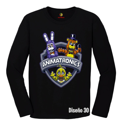 Remera Five Night At Fredy's Mangas Largas 100% Algodón