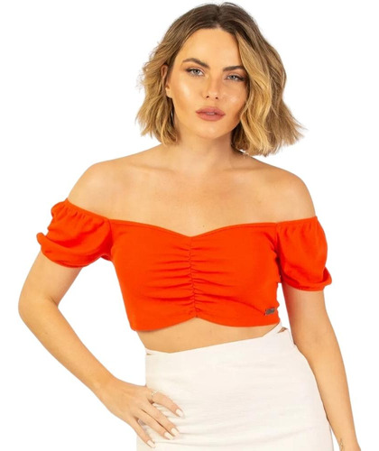 Cropped Ombro A Ombro Ciganinha Riu Kiu Carol Laranja 10295