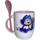 Taza Benito Bodoque Con Cuchara Taza Cerámica Don Gato