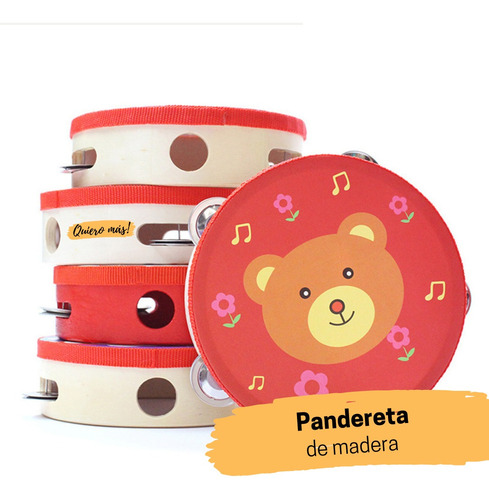 Pandereta Infantil De Madera - Didáctico Estimulación