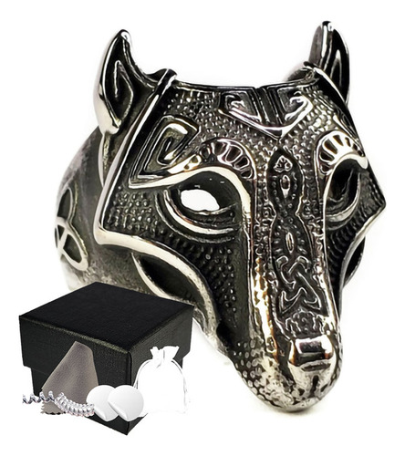 Combo Anillo Lobo Dios Fenrir Celta Nudo Triqueta Acero Inox