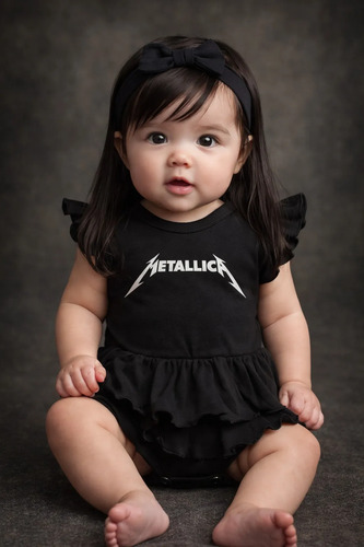 Pañalero Vestido Bebe Niña Pañalero Rockero Metallica Algodo