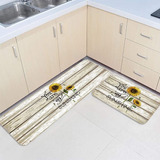 ~? Girasoles Y Abeja Anti Fatigue Kitchen Rug Set 2 Piezas A