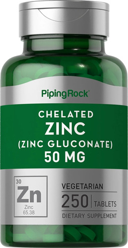 Gluconato De Zinc (chelated) 50mg - 250 Caps. Piping Rock