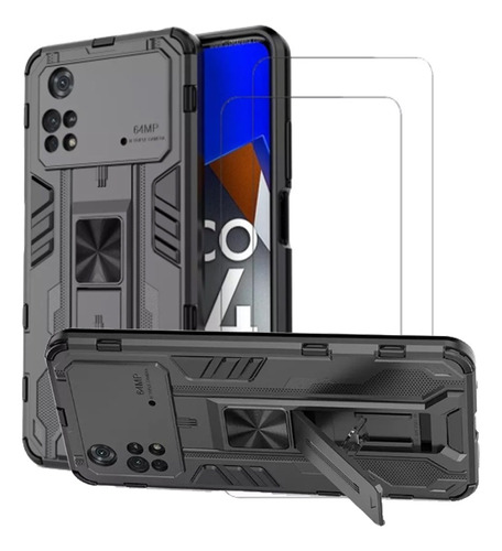 Funda Para Poco M4 Pro 4g Uso Rudo + 2 Micas (little M4 Pro)