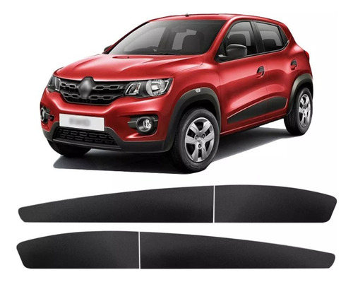 Par De Adesivo Lateral Renault Kwid Preto Fosco 2020