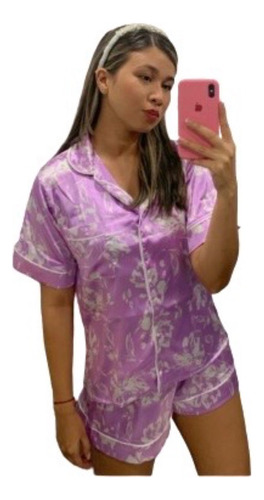 Pijama Mujer Satin Flores Ely Adultos