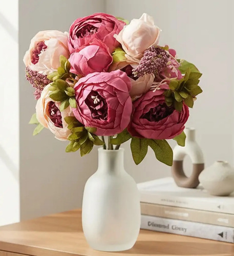 Rosas Peonias Artificial Grande Arreglo Flor Calidad Premium | Meses sin interés