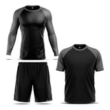 Conjunto Treino Fitness Dryfit Camiseta Longa Curta + Shorts