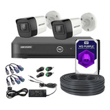 Hikvision Kit Dvr 4ch 2 Cámaras 1080p Disco Fuente Y Cables