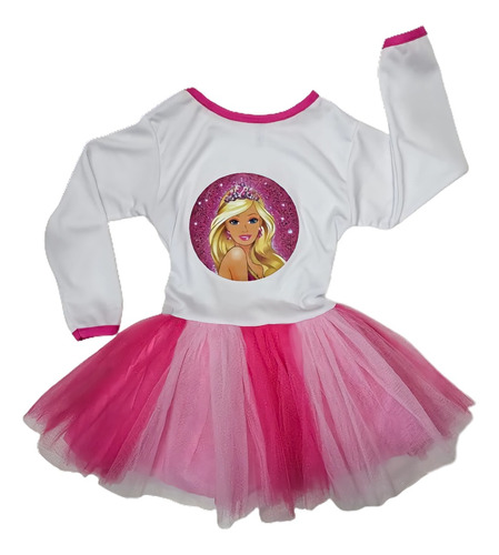 Vestido Disfraz Barbie Tutu Manga Larga