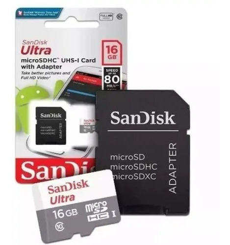 Cartão De Memória Micro Sd 16gb Sandisk Ultra Classe 10 Nfe