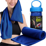 5 Toalhas Rosto Microfibra Refrescante Fitness Seca Rápido Cor Azul