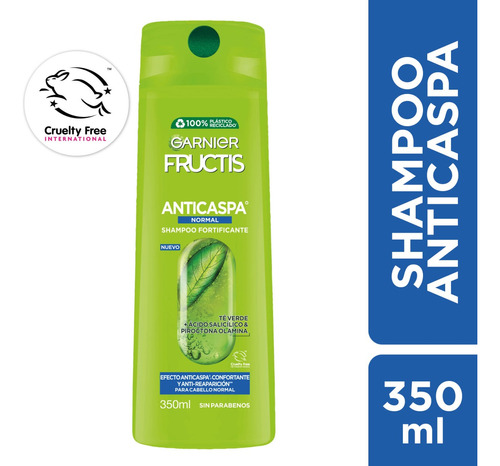 Shampoo Anticaspa Normal Garnier Fructis Con Té Verde 350 Ml