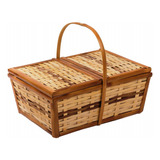 Cesta De Piquenique De Bambu 46x31x18 Grande