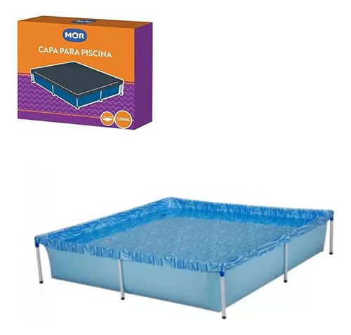 Kit Piscina Infantil 1500 Litros Retangular Mor  + Capa Pvc