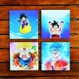 Set 4 Cuadros Goku Dragon Ball Infantil Hogar Decoracion