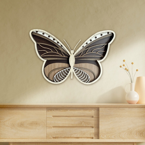 Cuadro Madera 3d - Mariposa - (l - 56cm X 86cm)