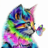 Pintura Diamante 5d Multicolor Gato Y Perro Kit Manualidades