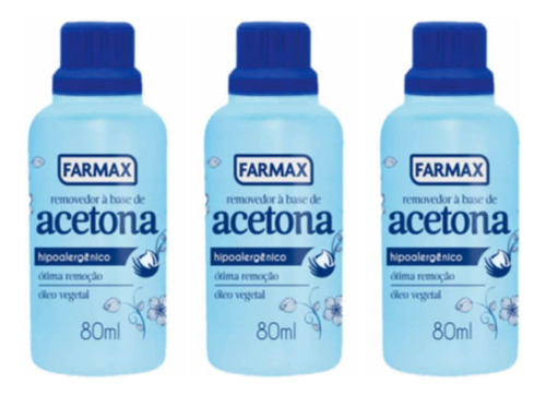 Kit C/03 Farmax Removedor A Base De Acetona 80ml