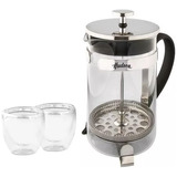 Set Hudson Cafetera Prensa Francesa 600ml + 2 Vasos Vidrio