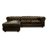 Sala Esquinera De Piel Genuina Chesterfield  G - Confortopie