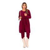 Conjunto Feminino Trio Lanzinha Cardigan Moda Inverno