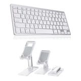 Teclado Bluetooth Para iPad 9 10.2  +suporte De Apoio Branco