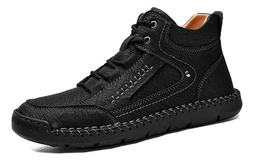 Botines De Cuero Para Hombre, Zapatillas Casuales Con Cordon